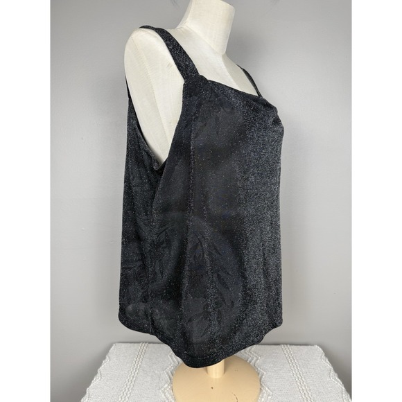 Maggie Mcnaughton Black Sheer Floral Tank Top Metallic Plus Size 2X Whimsigoth - Picture 3 of 11